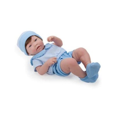 All-vinyl la newborn with brown hair in blue outfit real boy!  Berenguer    002227
